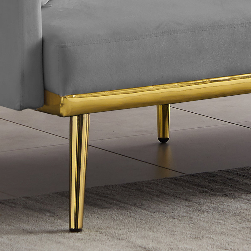 Mercer41 Deha 59'' Wide Velvet Loveseat Futon Sofa Bed with Metal Legs